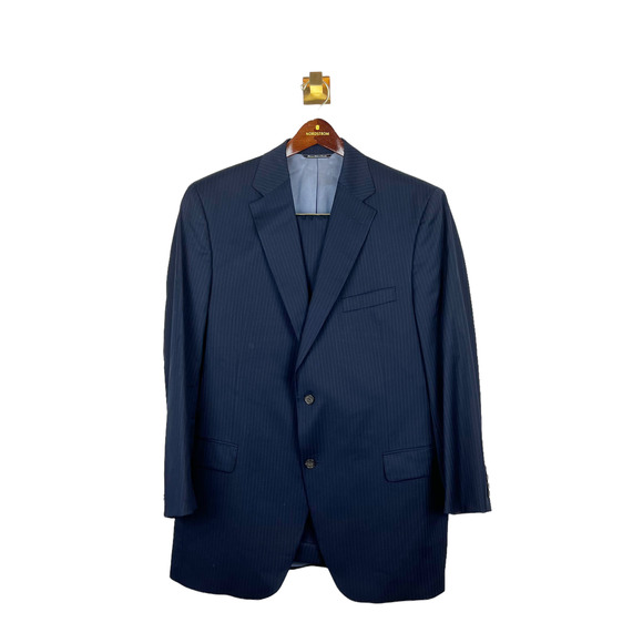 Jack Victor Venice Navy Blue Pinstripe Suit 2-Pc Wool Jacket 44L & Pants 38L - Picture 5 of 13